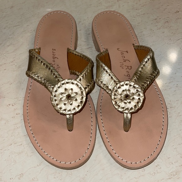 Jack Rogers Gold Thong Sandals - Picture 1 of 2